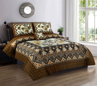 Woven Tuck 4Pcs Cotton Printed Bedsheet Set