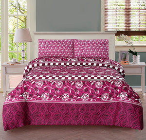 Raspberry Cotton Printed Bedsheet Set