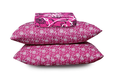 Raspberry Cotton Printed Bedsheet Set
