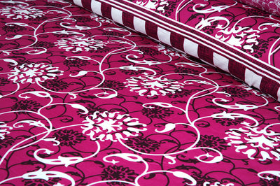 Raspberry Cotton Printed Bedsheet Set