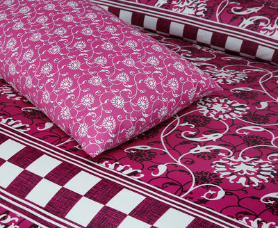 Raspberry Cotton Printed Bedsheet Set