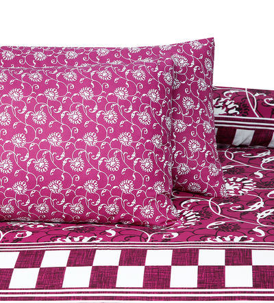 Raspberry Cotton Printed Bedsheet Set
