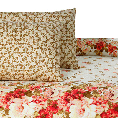 Dune Blossoms Cotton Printed Bedsheet Set