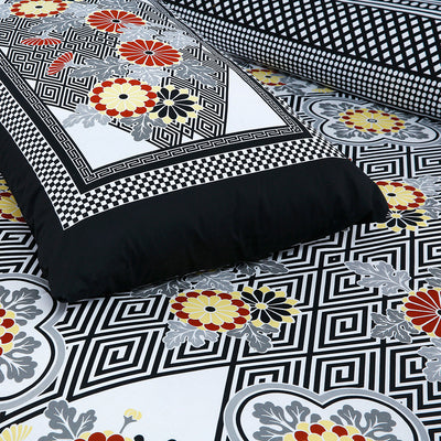 Geometric 4Pcs Cotton Printed Bedsheet Set