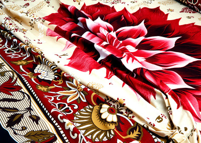 Red Flora 4Pcs Cotton Printed Bedsheet Set