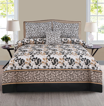 Coffee Bean 4Pcs Cotton Printed Bedsheet Set