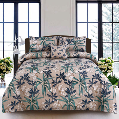 Summer Tea 4Pcs Cotton Printed Bedsheet Set