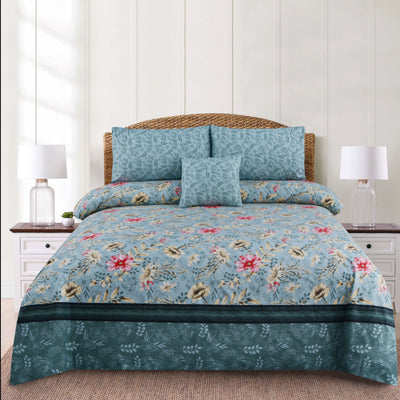 Misty Flora 4Pcs Cotton Printed Bedsheet Set