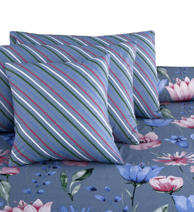 Lavender Tulips 4Pcs Cotton Printed Bedsheet Set