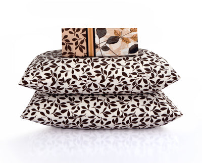 Coffee Bean 4Pcs Cotton Printed Bedsheet Set