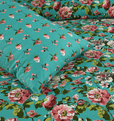 Bloom Nest 4 Pillow Cotton Printed Bedsheet Set