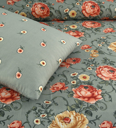 Sunkissed Comfort 4 Pillow Cotton Printed Bedsheet Set