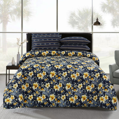 Nightingale 4 Pillow Cotton Printed Bedsheet Set
