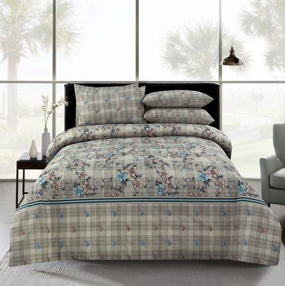 Lush Meadow 4 Pillow Cotton Printed Bedsheet Set