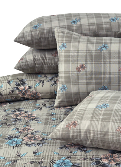 Lush Meadow 4 Pillow Cotton Printed Bedsheet Set