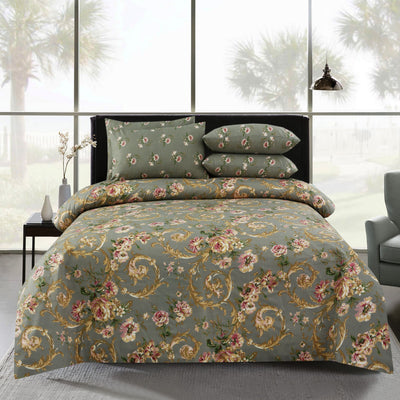 Spring Serenade 4 Pillow Cotton Printed Bedsheet Set
