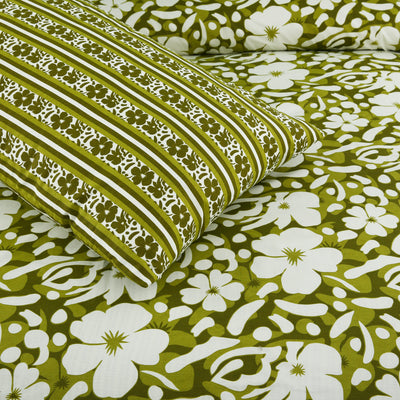 Floral Drift 4 Pillow Cotton Printed Bedsheet Set