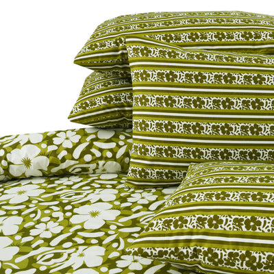 Floral Drift 4 Pillow Cotton Printed Bedsheet Set