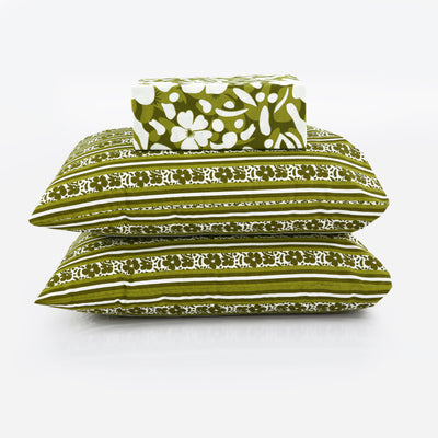 Floral Drift 4 Pillow Cotton Printed Bedsheet Set