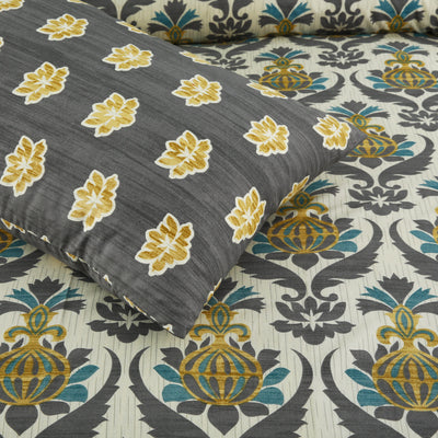 Meadow Mist 4 Pillow Cotton Printed Bedsheet Set