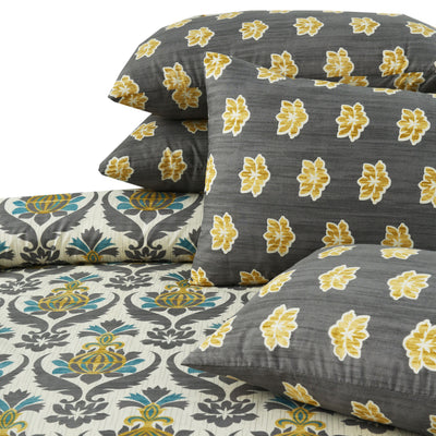 Meadow Mist 4 Pillow Cotton Printed Bedsheet Set