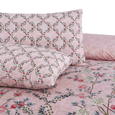 Breeze Blush Cotton Printed Bedsheet Set