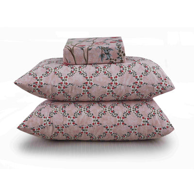 Breeze Blush Cotton Printed Bedsheet Set