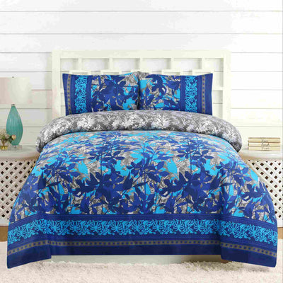 Azure Pop Cotton Printed Bedsheet Set