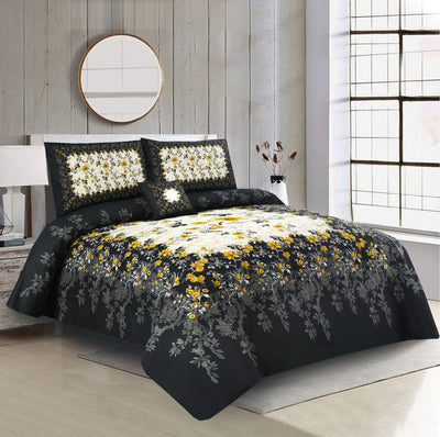 Sunshine Petals 4Pcs Cotton Printed Bedsheet Set