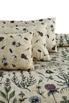 Beige Floral 4Pcs Cotton Printed Bedsheet Set