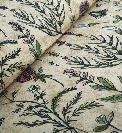 Beige Floral 4Pcs Cotton Printed Bedsheet Set