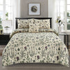 Beige Floral 4Pcs Cotton Printed Bedsheet Set