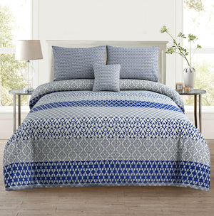 Azure Hue 4Pcs Cotton Printed Bedsheet Set