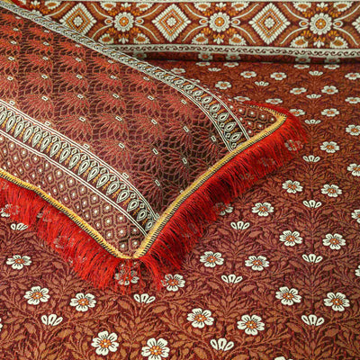 Fire Orange Multani Bed Sheet Set