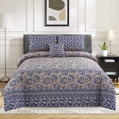 Sea Wave 4Pcs Cotton Printed Bedsheet Set