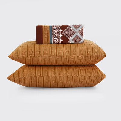 Orange Nector 4Pcs Cotton Printed Bedsheet Set