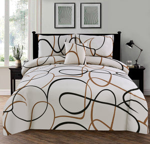 Doodle Pattern 4Pcs Cotton Printed Bedsheet Set