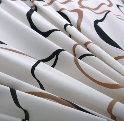 Doodle Pattern 4Pcs Cotton Printed Bedsheet Set