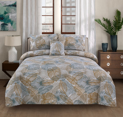 Windy Leaf 4Pcs Cotton Printed Bedsheet Set