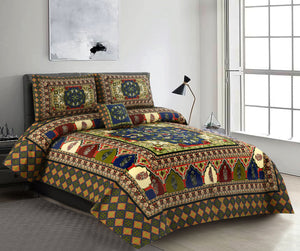 Yawn Yard 4Pcs Cotton Printed Bedsheet Set